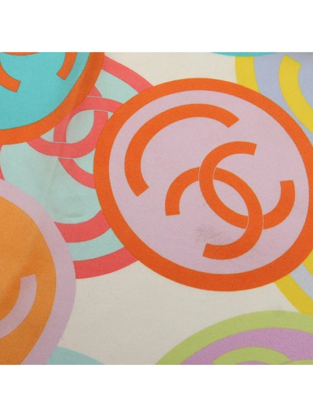 Chanel Scarf CC Logo All Pattern Pink Silk